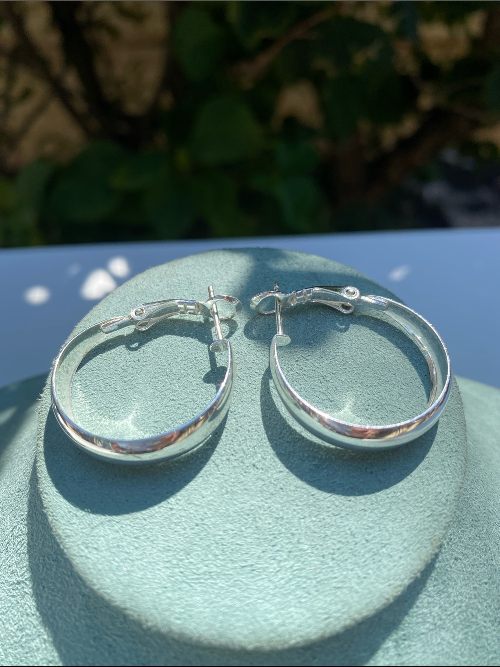 925 Sterling Silver Oval Hoop Earrings Hinged Pierced